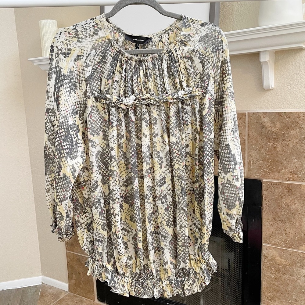 Isabel Marant Martina Snake Print Tunic Silk Blouse